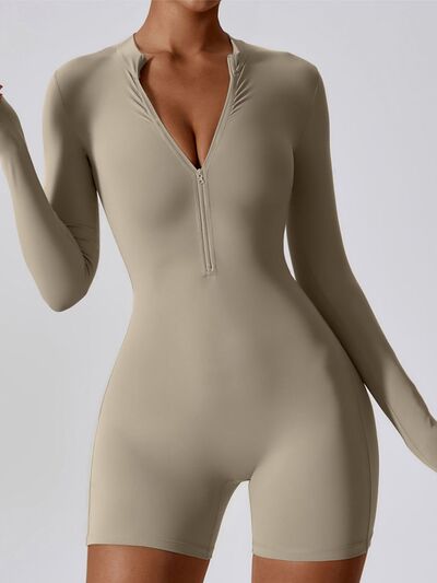 Half-Zip Sleeved Romper