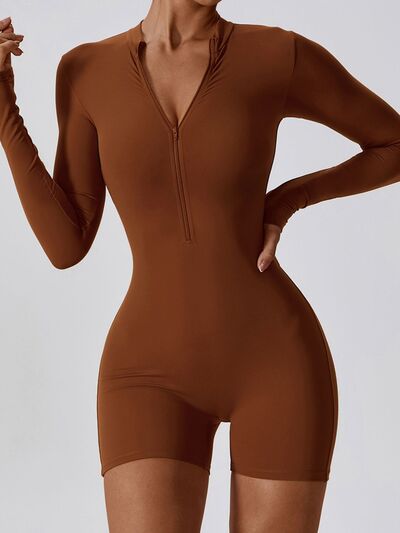 Half-Zip Sleeved Romper