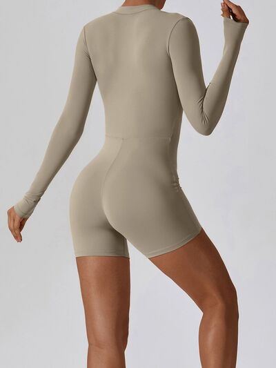 Half-Zip Sleeved Romper